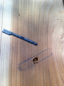 Once I new where I wanted my phone, I used the biggest drill bit and the smallest jig saw blade to cut it out.